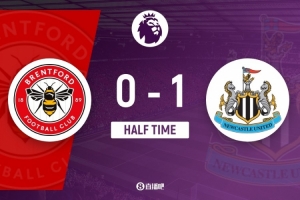 半場-布倫特福德0-1紐卡斯?fàn)柭?lián) 巴恩斯冷靜破門