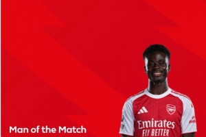 得票率33%！英超官方：薩卡被球迷票選為桑德蘭vs阿森納全場最佳