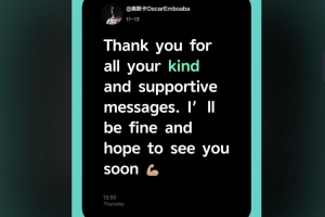 奧斯卡再報(bào)平安：感謝球迷們發(fā)來的祝福與留言，請放心我沒事的