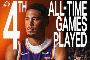 已是球隊(duì)傳奇！布克太陽(yáng)生涯出場(chǎng)數(shù)升至隊(duì)史第4位 將追納什