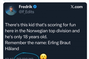 2018年記者報(bào)道挪威天才少年，哈蘭德社媒調(diào)侃：我記得這個(gè)名字