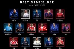 環(huán)足獎2025年最佳中場候選：維爾茨、若昂·內(nèi)維斯、佩德里在列
