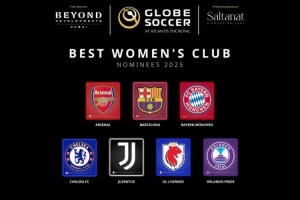 環(huán)足獎2025年最佳女足俱樂部候選：阿森納女足、巴薩女足領(lǐng)銜