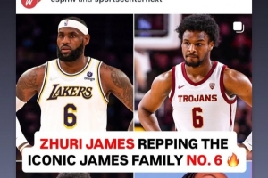 全家6號(hào)！詹姆斯轉(zhuǎn)發(fā)自己和三個(gè)子女均身穿6號(hào)球衣照