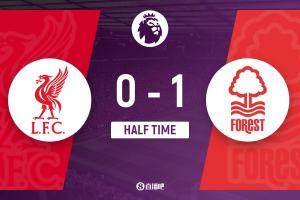 半場-利物浦暫0-1森林 穆里略破門引爭議熱蘇斯進球被吹手球無效