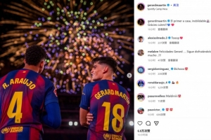 客串中衛(wèi)表現(xiàn)出色！赫拉德·馬丁曬煙花照：難以忘懷的諾坎普首秀