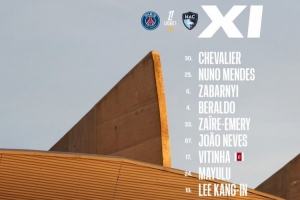 巴黎vs勒阿弗爾首發(fā)：努諾·門德斯、若昂·內(nèi)維斯、維蒂尼亞出戰(zhàn)