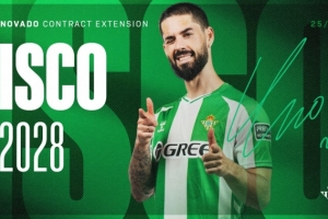 官方：貝蒂斯與33歲伊斯科完成續(xù)約，新合同至2028年6月