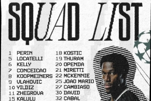 尤文歐冠大名單：弗拉霍維奇、伊爾迪茲、戴維在列