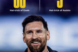 進(jìn)球助攻都拉滿！38歲梅西進(jìn)球戴帽場次有60場，助攻戴帽9場！