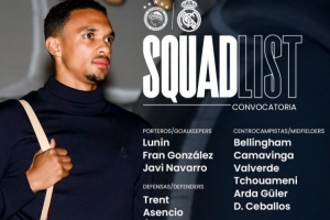 皇馬客戰(zhàn)奧林匹亞科斯大名單：赫伊森呂迪格缺席，姆巴佩領(lǐng)銜鋒線