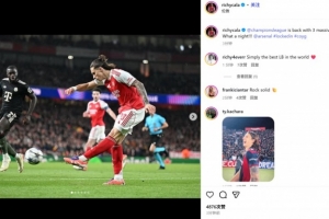 替補(bǔ)送助攻！卡拉菲奧里社媒：歐冠拿下重要3分 多么精彩的一夜！