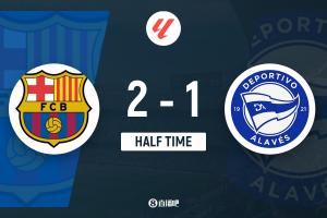 半場(chǎng)-巴薩2-1阿拉維斯 亞馬爾破門(mén)+中柱奧爾莫傳射拉菲尼亞獻(xiàn)助攻