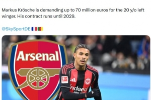 記者：阿森納有意夏窗引進(jìn)邊鋒巴霍亞，法蘭克福要價(jià)7000萬(wàn)歐