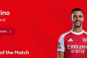 傳射建功！英超官方：梅里諾當選阿森納2-0布倫特福德全場最佳