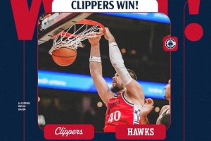 8中6砍下14分17板5助！快船官推曬贏球海報：祖巴茨封面人物