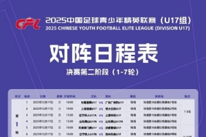 青少年精英聯(lián)賽（U17組）決賽第二階段：12月17至31日在珠海舉辦
