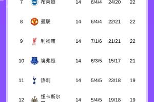 無緣升第5！英超積分榜：曼聯(lián)降至第8利物浦第9 西漢姆跌入降級(jí)區(qū)