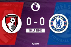 半場(chǎng)-切爾西暫0-0伯恩茅斯 塞梅尼奧進(jìn)球被吹德拉普傷退