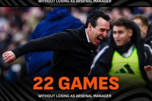 埃梅里終結(jié)阿爾特塔18場不敗紀(jì)錄，成功捍衛(wèi)昔日22場不敗榮耀