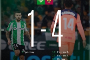 西甲客戰(zhàn)貝蒂斯上半場進(jìn)球4+！巴薩是歷史第4隊，此前3隊全部取勝