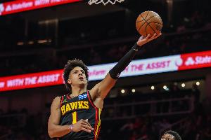 全明星？杰倫·約翰遜過去五場(chǎng)150分69籃板54助攻 約基奇后首人