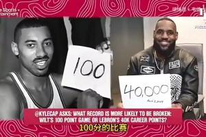 張伯倫單場百分和詹姆斯4萬分哪個更容易？保羅喬治：100分！
