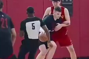 太猛了！此前中國男籃和開拓者內(nèi)部賽，克林根和楊瀚森直接對位！