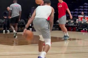 真的秀啊！楊瀚森賽前熱身時大秀夢幻腳步！